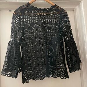 Pookie & Sebastian black‎ crochet top size small
